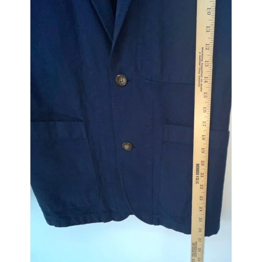 J Crew Suit Jacket Blazer Garment Dyed Cotton Linen Blend Chino AX270 Navy Sz 34